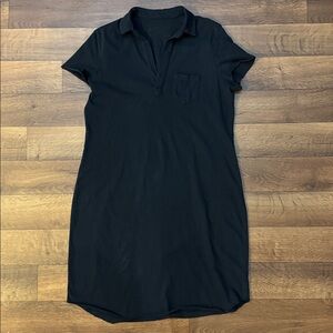 Frank & Eileen Size Large Lauren Heritage Polo Dress In Black 100% Cotton FLAWED